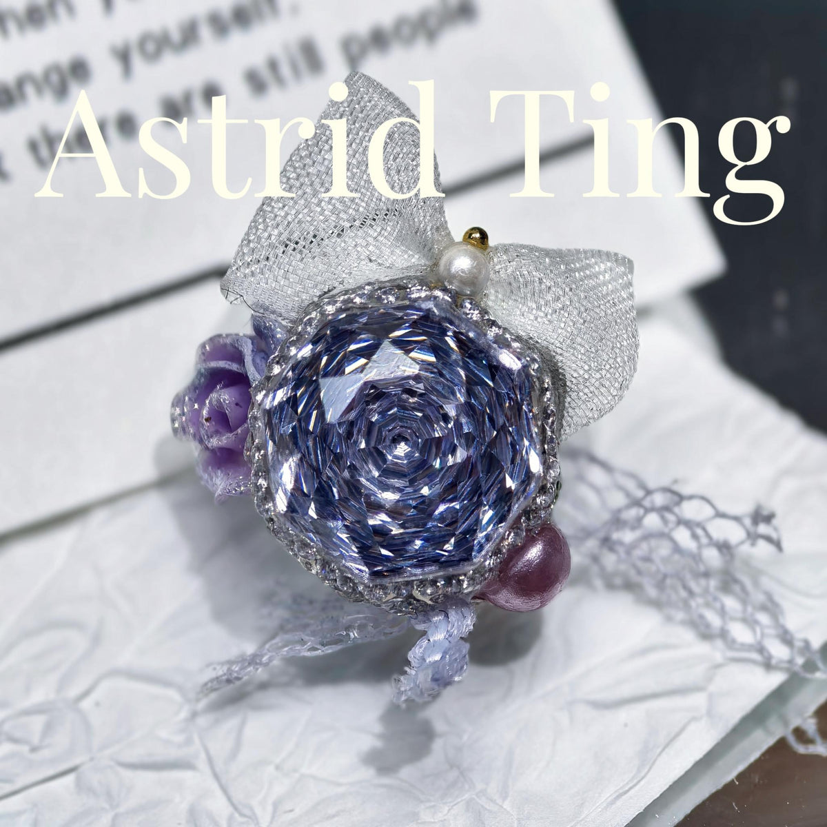 Handmade Bow & Floral CZ Nail Charm, 10mm Millennium Rose Cut