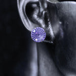 8mm conch‑cut color change blue uncoated base cz titanium‑steel screw‑back stud earring