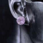 8mm conch‑cut light pink uncoated base cz titanium‑steel screw‑back stud earring