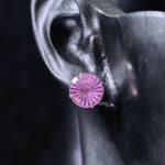 8mm conch‑cut medium pink uncoated base cz titanium‑steel screw‑back stud earring