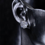 8mm four‑leaf clover‑cut d color white cz titanium‑steel screw‑back stud earring