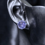 8mm octagonal bouquet‑cut color change blue tone cz titanium‑steel screw‑back stud earring