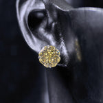 8mm octagonal bouquet‑cut light canary yellow cz titanium‑steel screw‑back stud earring
