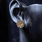 8mm octagonal bouquet‑cut light champagne cz titanium‑steel screw‑back stud earring