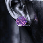 8mm octagonal bouquet‑cut light fancy purplish rose cz titanium‑steel screw‑back stud earring