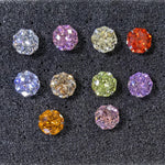 8mm octagonal bouquet‑cut assorted color cz titanium‑steel stud earrings close‑up