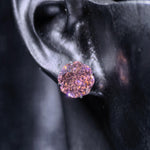 8mm octagonal bouquet‑cut pinkish orange tone cz titanium‑steel screw‑back stud earring