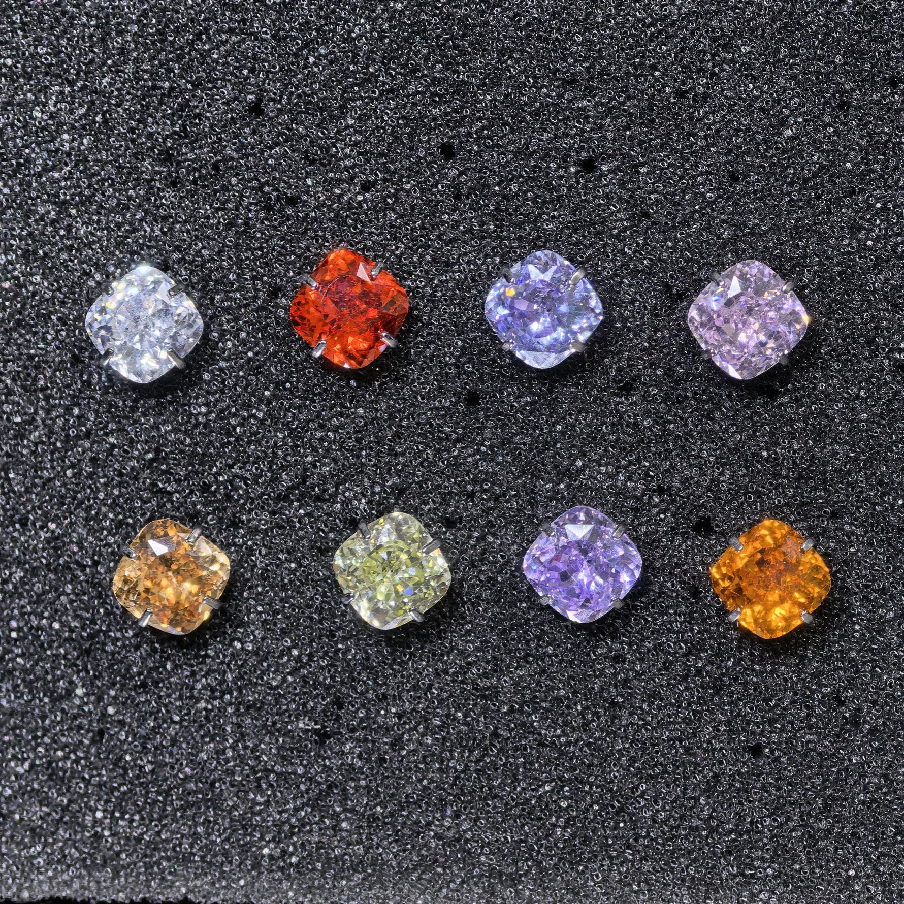 6mm Fat Square Bouquet cut cubic zirconia stud earring, anti‑slip textured screw‑back titanium steel piercing ear stud