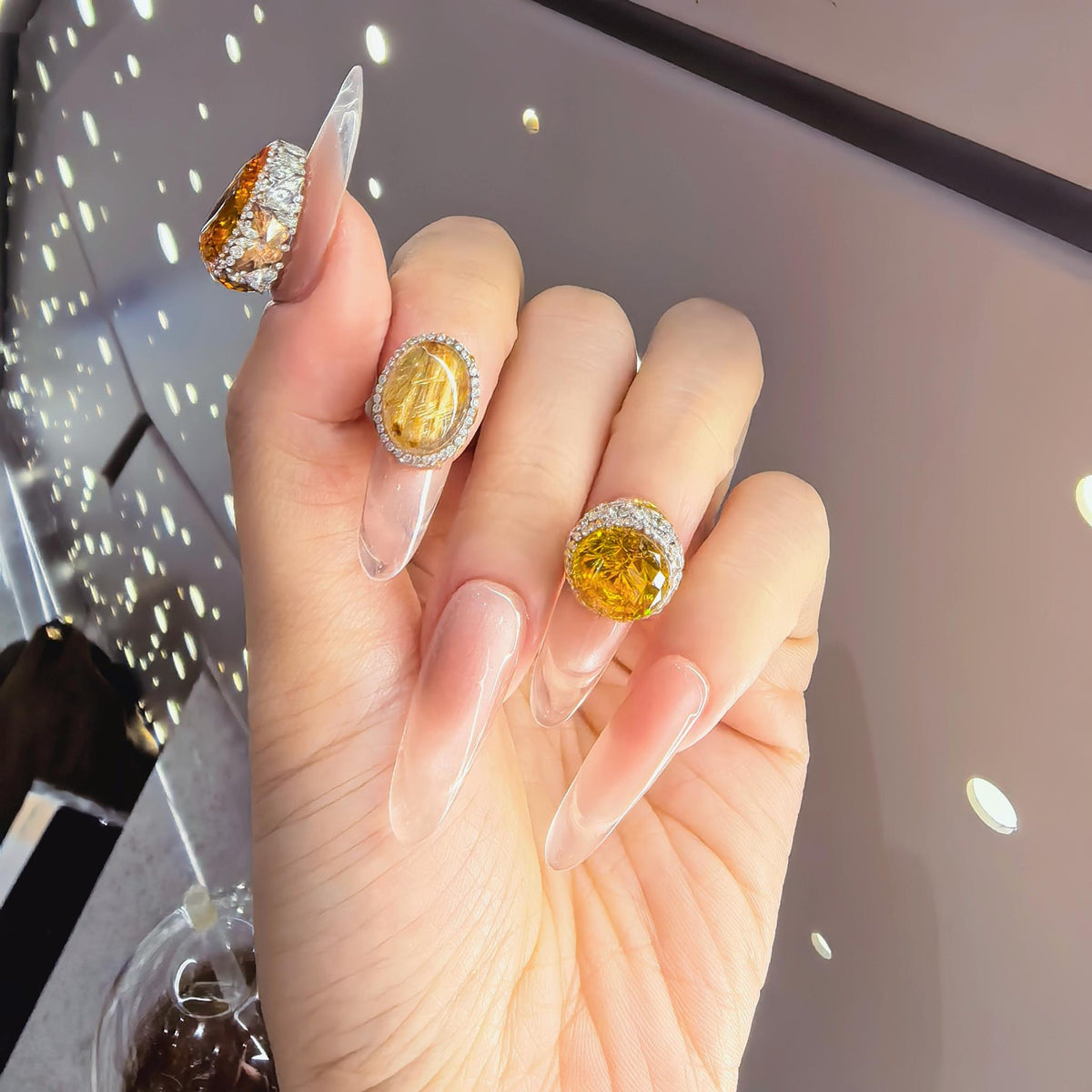 Handmade 10mm Round Brilliant CZ Nail Charm with Pavé Halo