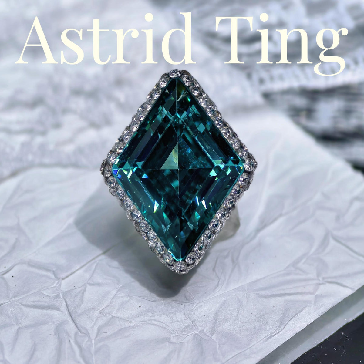 Handmade 10x14mm Lozenge Emerald Cut CZ Nail Charm with Pavé Halo