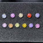 6mm Four‑leaf Clover cut cubic zirconia stud earring, easy‑grip knurled screw‑back titanium steel piercing jewellery, multi‑toned zircon