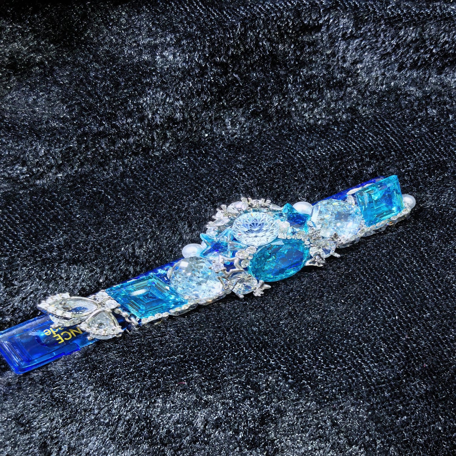 Soul Fragment 02 Limited Single‑Edition Hair Barrette, Handmade One‑of‑a‑Kind Paraiba Blue Cubic Zirconia Side‑Bangs Decor Hair Clip