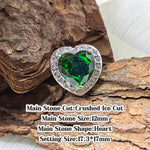 Heart crushed ice cut cubic zirconia croc charm, vivid green tone, jibbitz compatible