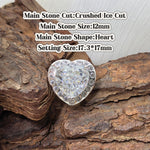 Heart crushed ice cut cubic zirconia croc charm, D color white tone, jibbitz compatible