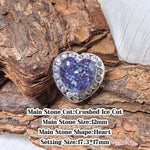 Heart crushed ice cut cubic zirconia croc charm, L‑fancy blue tone, jibbitz compatible