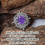 Oval crushed ice cut cubic zirconia croc charm, violet tone, jibbitz compatible