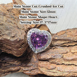 Heart crushed ice cut cubic zirconia croc charm, rich purple tone, jibbitz compatible