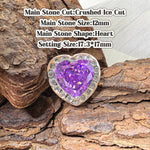 Heart crushed ice cut cubic zirconia croc charm, vivid green tone, jibbitz compatible
