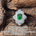 Emerald cut cubic zirconia croc charm, vivid green tone, jibbitz compatible
