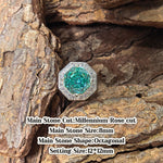 Octagonal millennium rose cut croc charm, neon teal blue cubic zirconia, jibbitz compatible