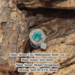Small octagonal millennium rose cut croc charm, neon green blue zircon, jibbitz compatible