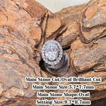 Oval brilliant cut cubic zirconia croc charm, D color white tone, jibbitz compatible
