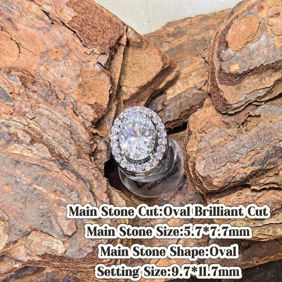 Oval brilliant cut cubic zirconia croc charm, D color white tone, jibbitz compatible