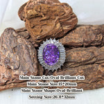 Crushed Ice Cut 15x20mm Violet Tone custom gem croc shoe charm, silver‑plated setting
