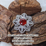 Cushion‑Brilliant Cut 10mm Deep China Red Tone silver‑plated setting croc charm
