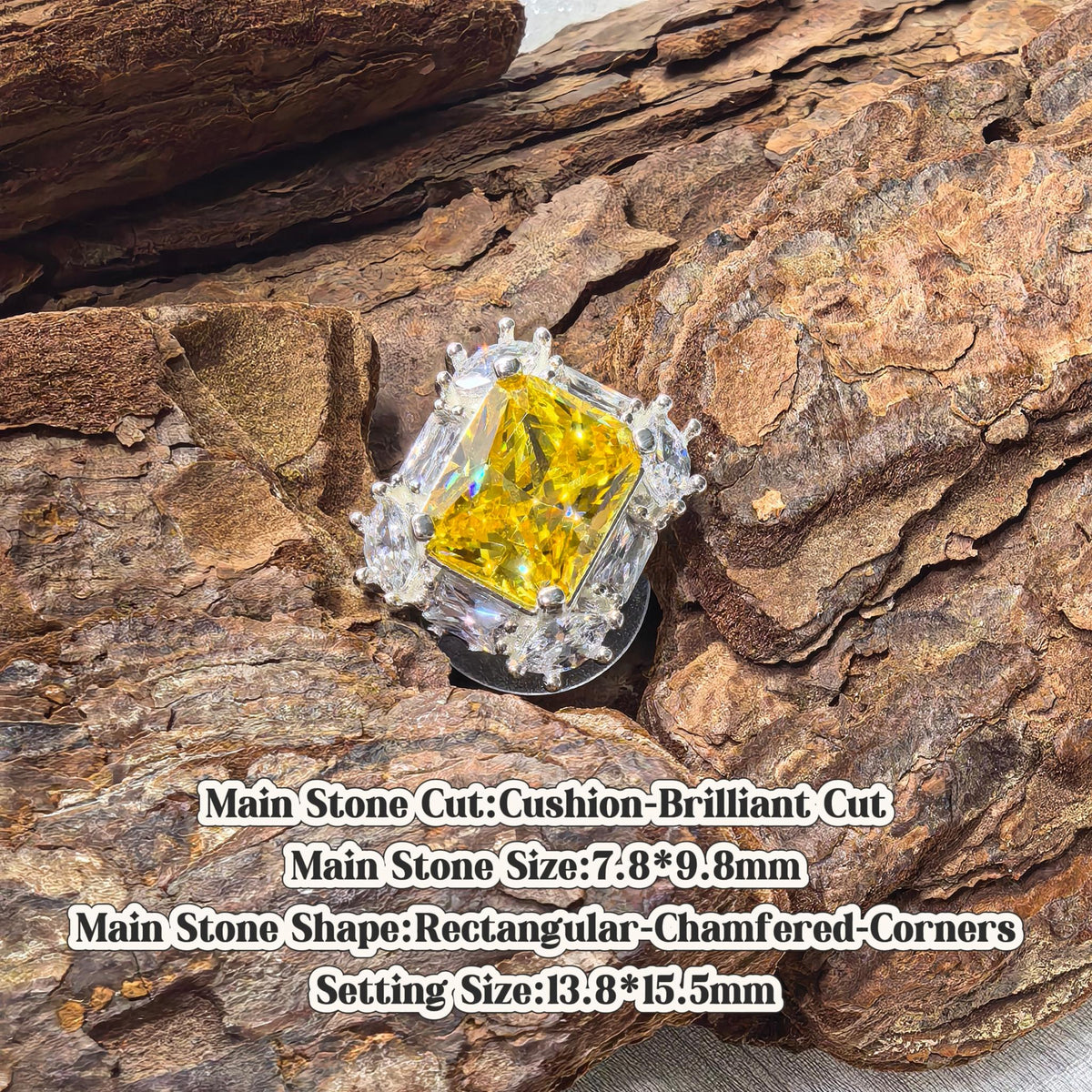 Cushion‑Brilliant Cut 7.8*9.8mm golden yellow tone gem croc charm shoe decoration
