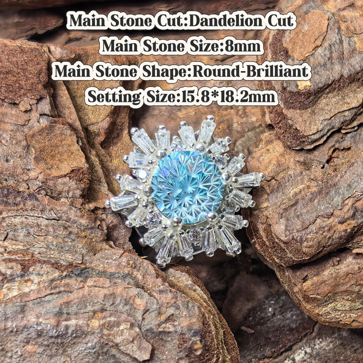Dandelion Cut 8mm pale ocean blue tone handmade shoe charm
