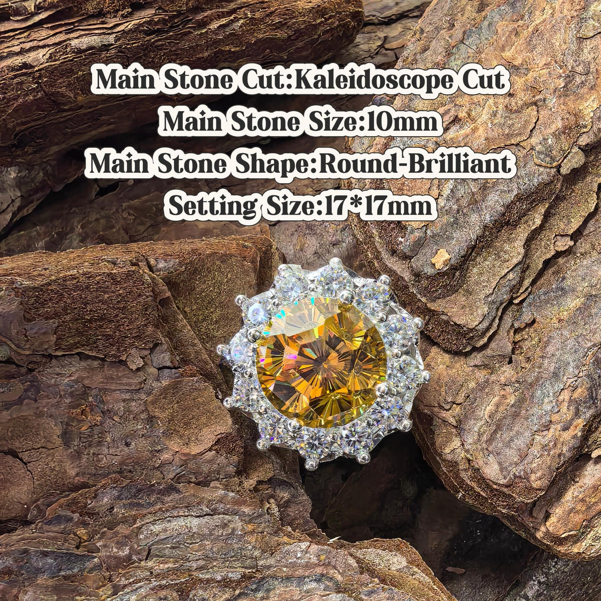 Kaleidoscope Cut 10mm champagne tone handcrafted croc charm