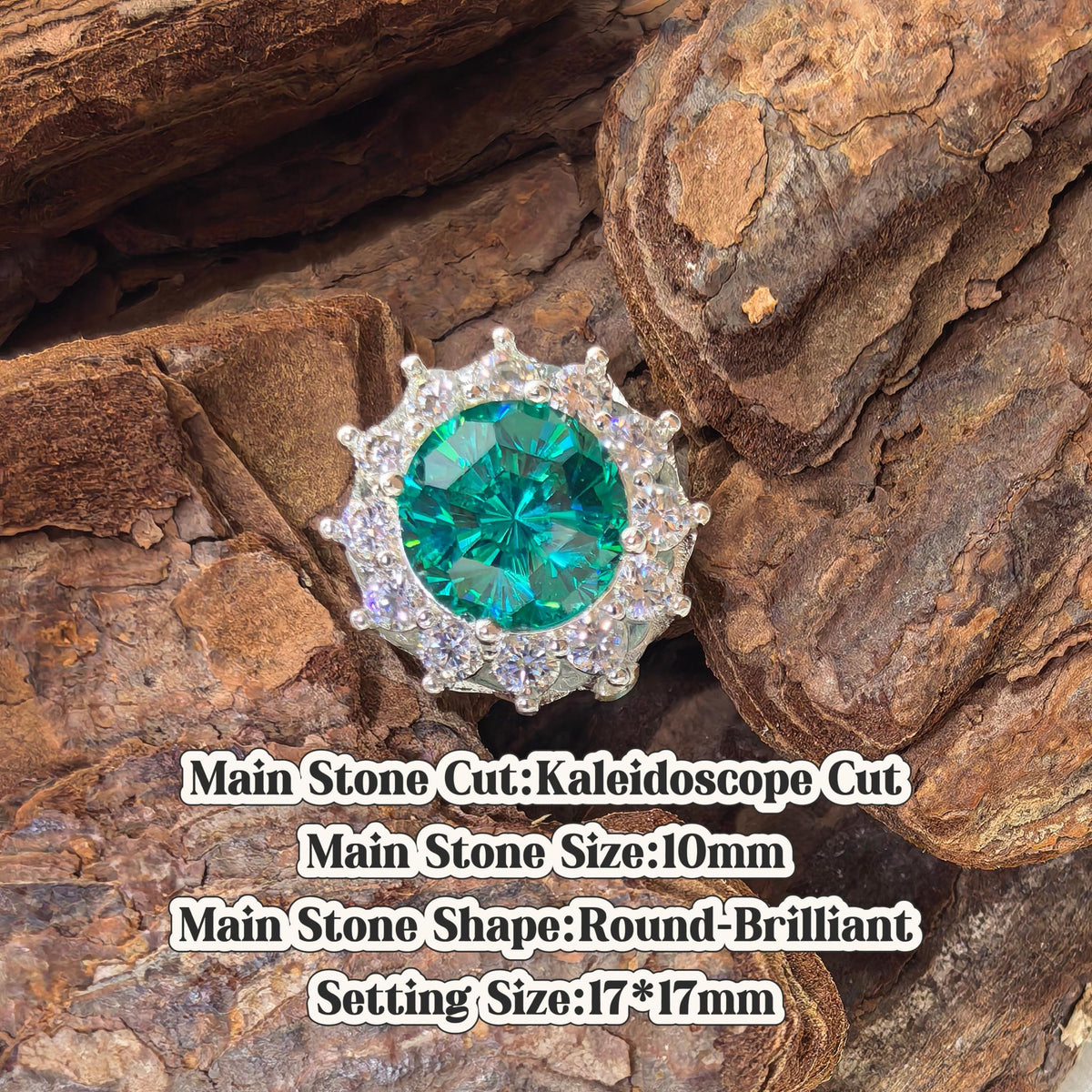 Kaleidoscope Cut 10mm neon teal blue tone gem croc charm